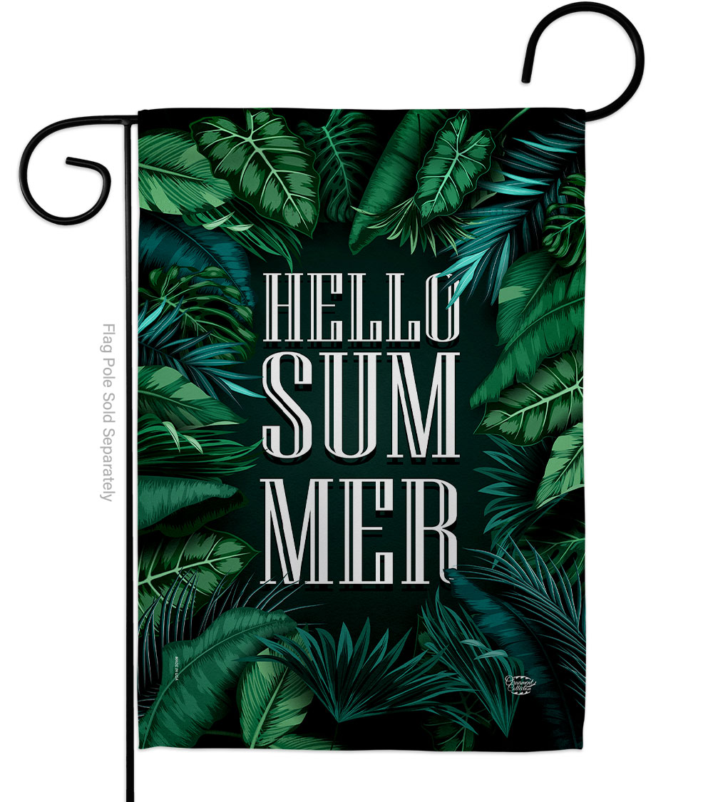Hello Summer Summertime Fun & Sun 13 x 18.5 in. Double-Sided Decorative Vertical Garden Flags for House Decoration Banner Yard Gift