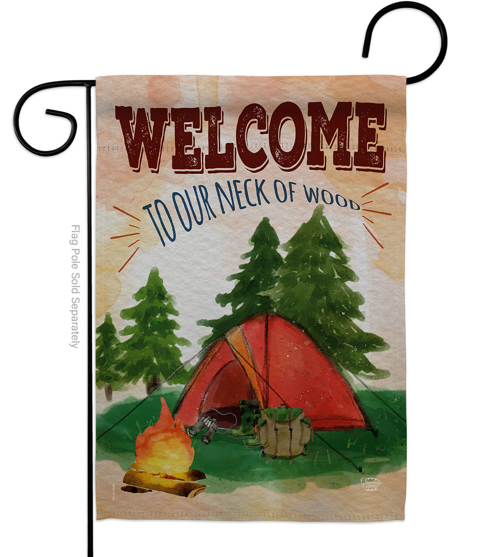 Welcome to our Neck of Wood Camping Outdoor 13 x 18.5 in. Double-Sided Decorative Vertical Garden Flags for House Decoration Banner Yard Gift
