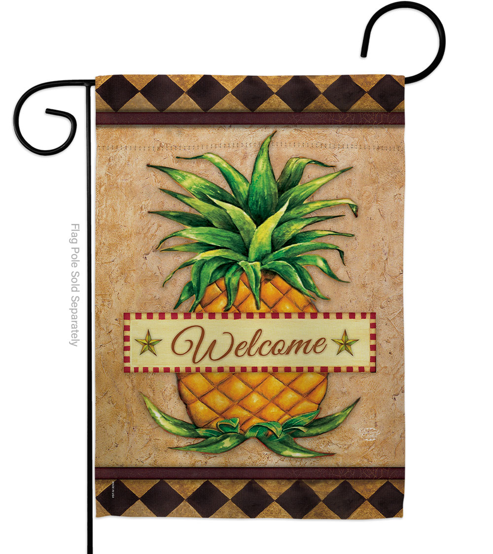 Welcome Pineapple Food Fruit 13 x 18.5 in. Double-Sided Decorative Vertical Garden Flags for House Decoration Banner Yard Gift
