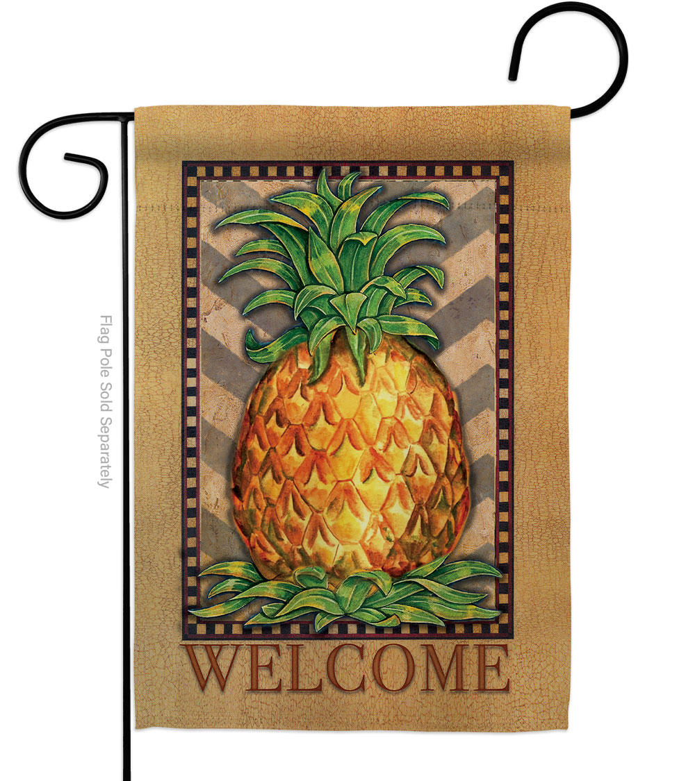 Welcome Elegant Pineapple Food Fruit 13 x 18.5 in. Double-Sided Decorative Vertical Garden Flags for House Decoration Banner Yard Gift