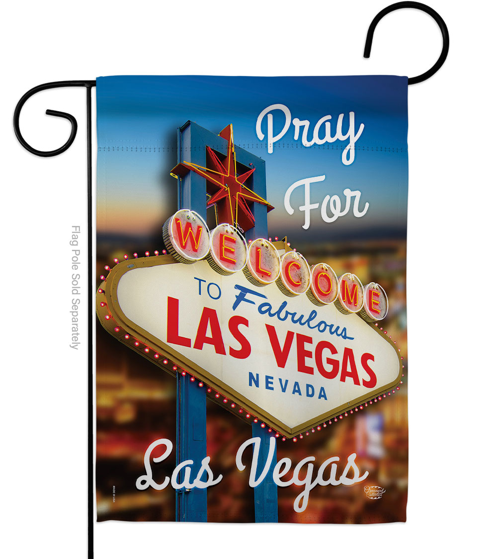 Pray for Las Vegas Support Cause 13 x 18.5 in. Double-Sided Decorative Vertical Garden Flags for House Decoration Banner Yard Gift