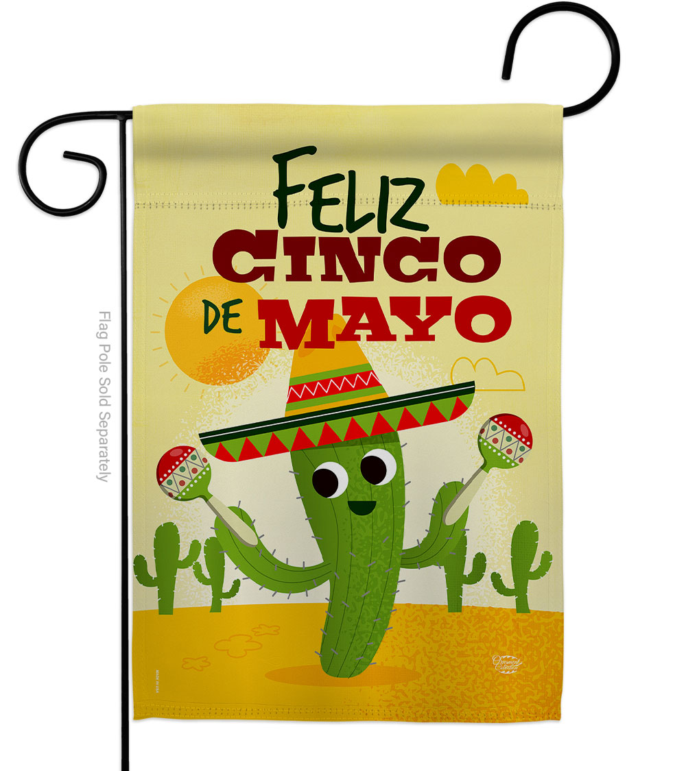 Feliz Cinco de Mayo Summertime 13 x 18.5 in. Double-Sided Decorative Vertical Garden Flags for House Decoration Banner Yard Gift