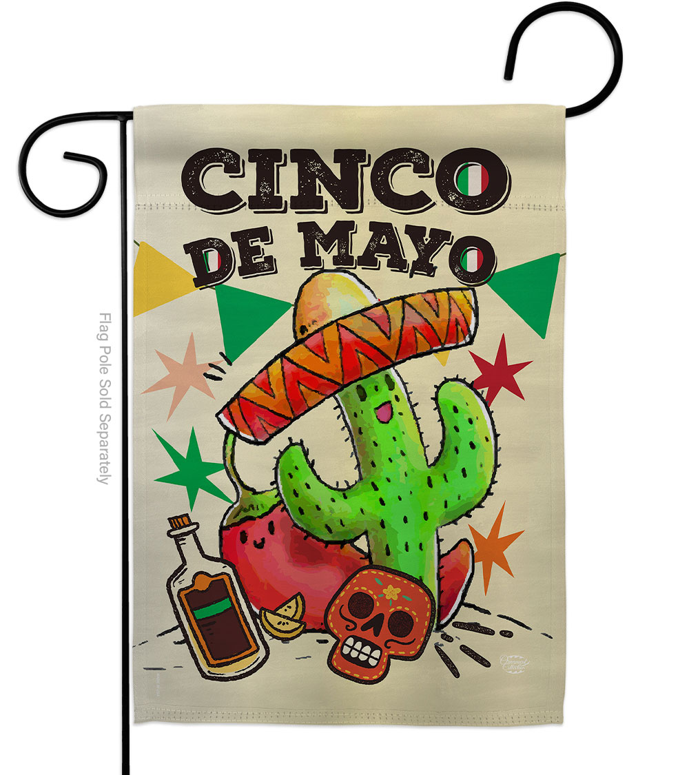 El Cinco de Mayo Summertime 13 x 18.5 in. Double-Sided Decorative Vertical Garden Flags for House Decoration Banner Yard Gift