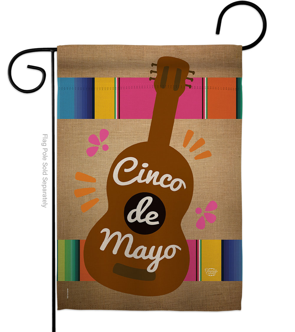 Celebrate Guitarron Cinco De Mayo Summertime 13 x 18.5 in. Double-Sided Decorative Vertical Garden Flags for House Decoration Banner Yard Gift