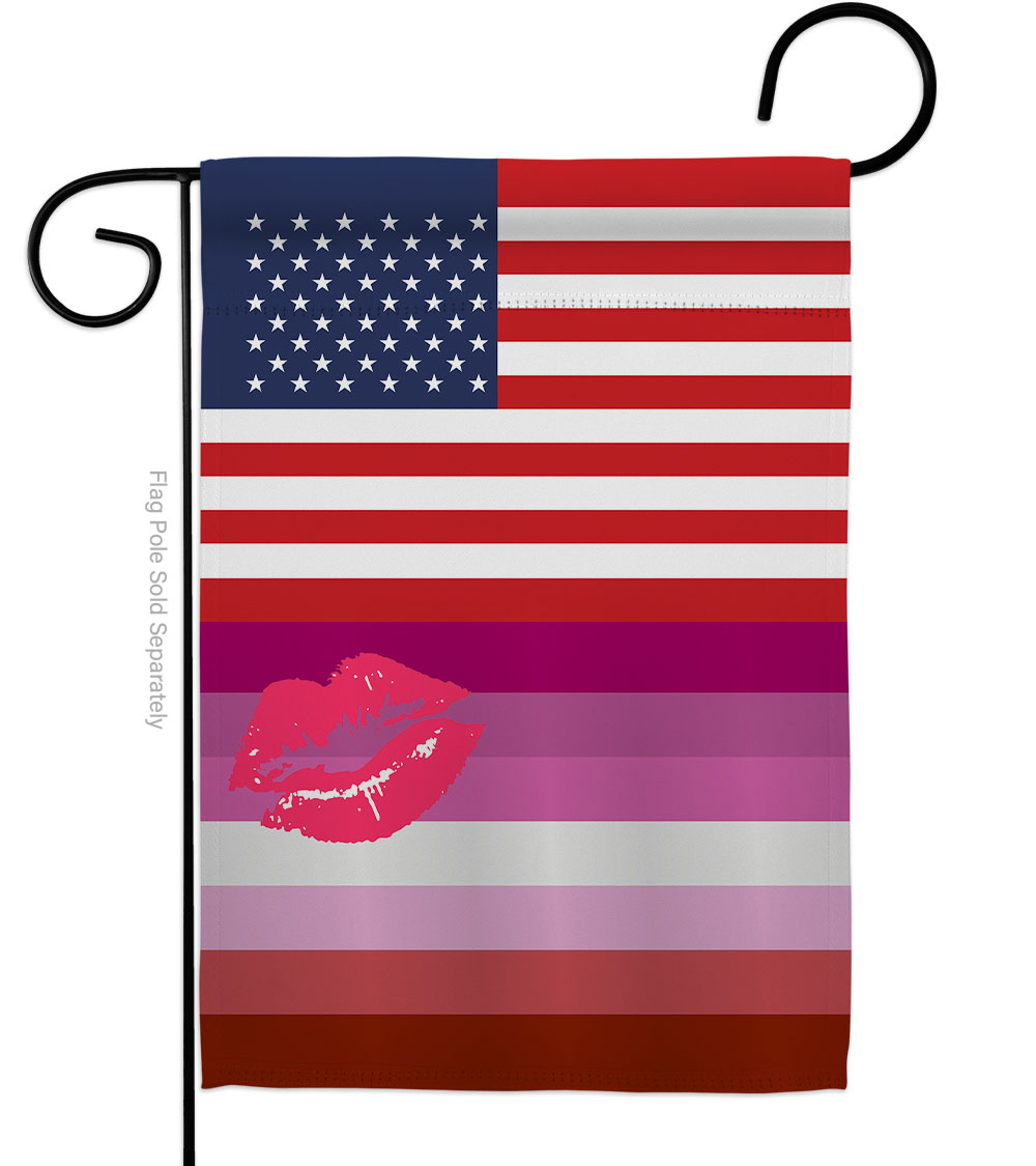 G149039-BO US Lipstick lesbian Support Pride 13 x 18.5 in. Double-Sided Decorative Vertical Garden Flags for House Decoration Banner Yard Gift