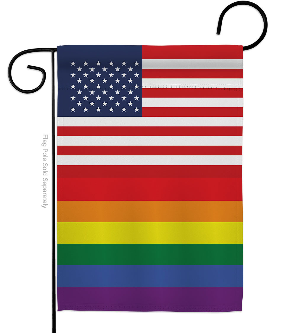 G149052-BO US Rainbow Support Pride 13 x 18.5 in. Double-Sided Decorative Vertical Garden Flags for House Decoration Banner Yard Gift