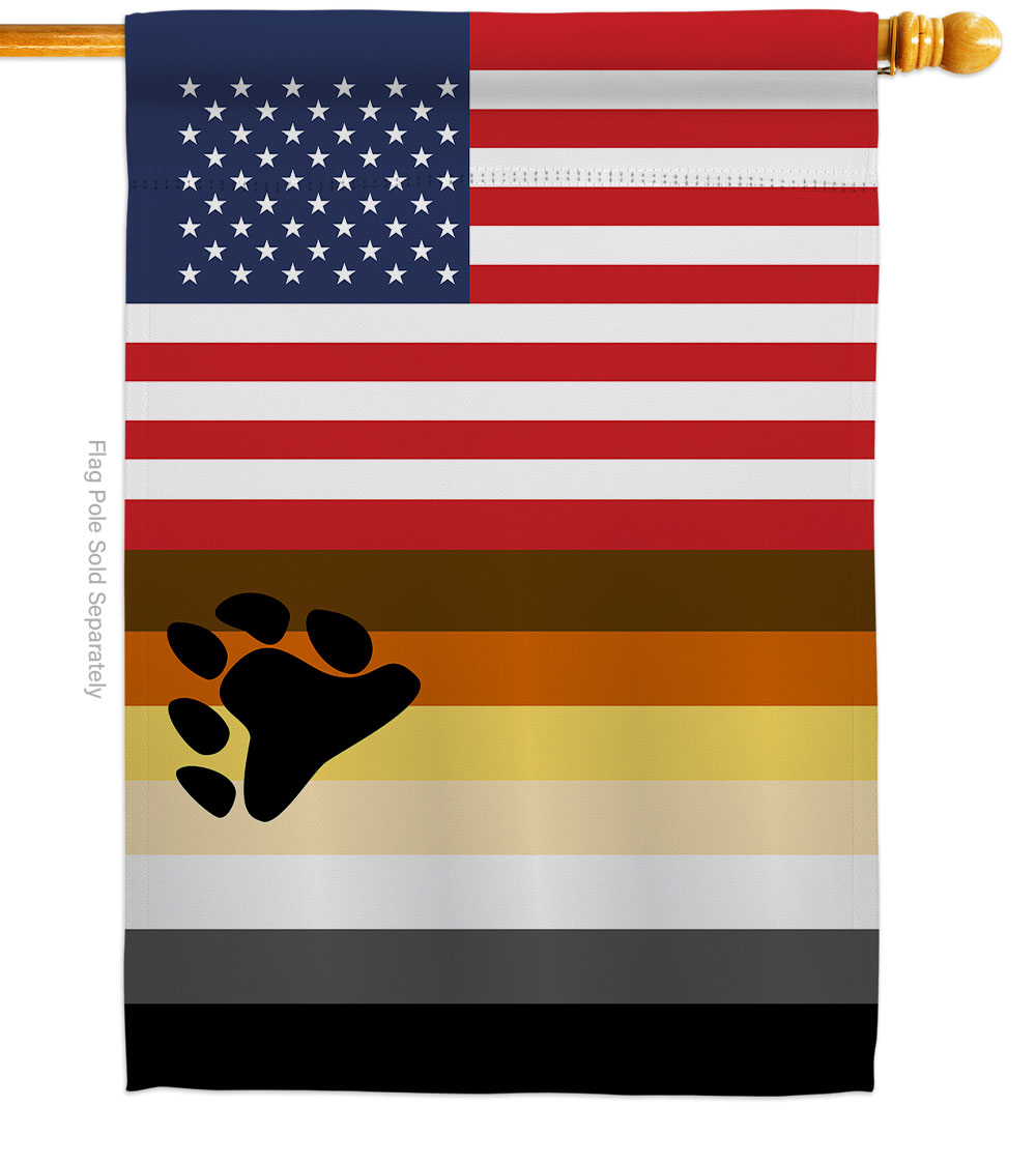 US Bear Brotherhood Support Pride 28 x 40 in. Double-Sided Decorative Vertical House Flags for Decoration Banner Garden Yard Gift