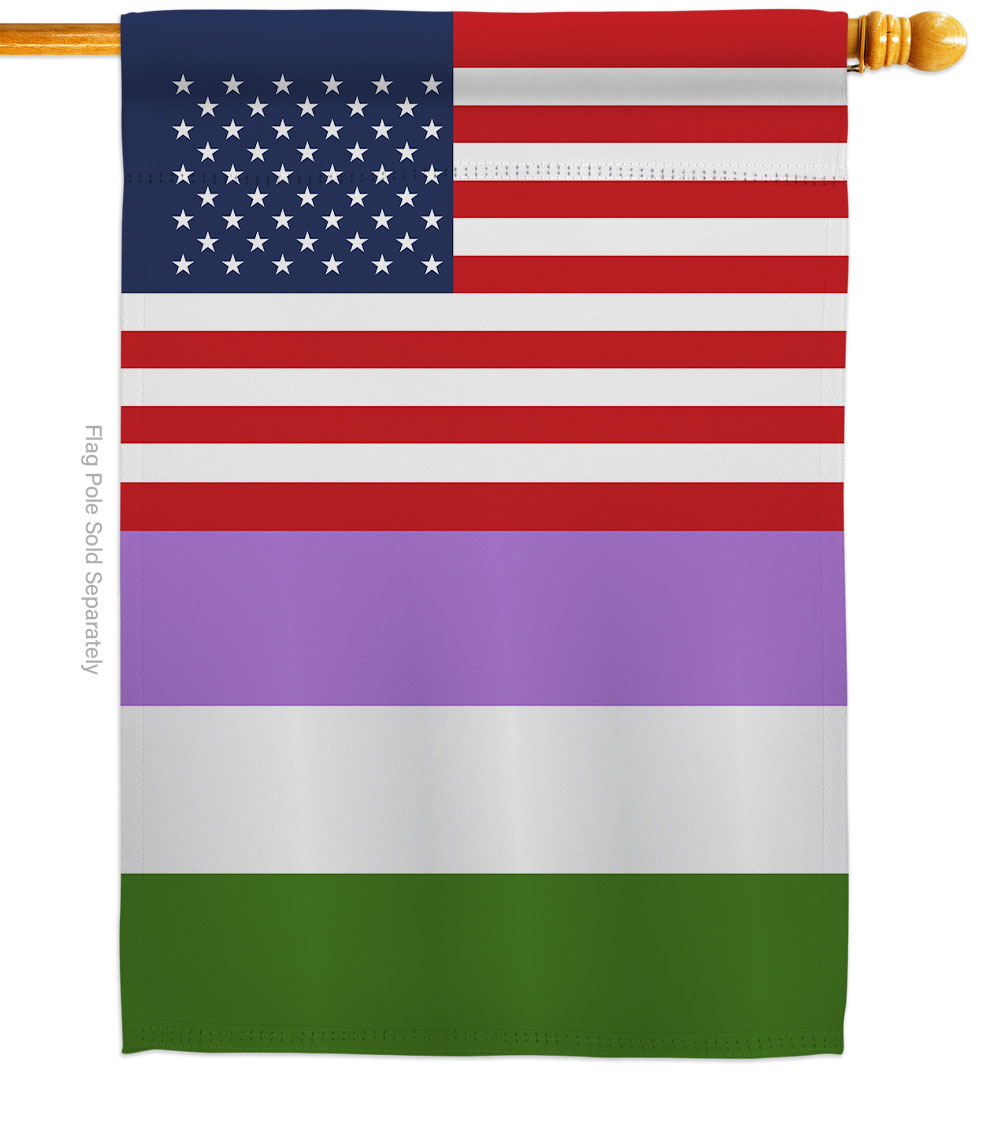 US Genderqueer Pride Support 28 x 40 in. Double-Sided Decorative Vertical House Flags for Decoration Banner Garden Yard Gift