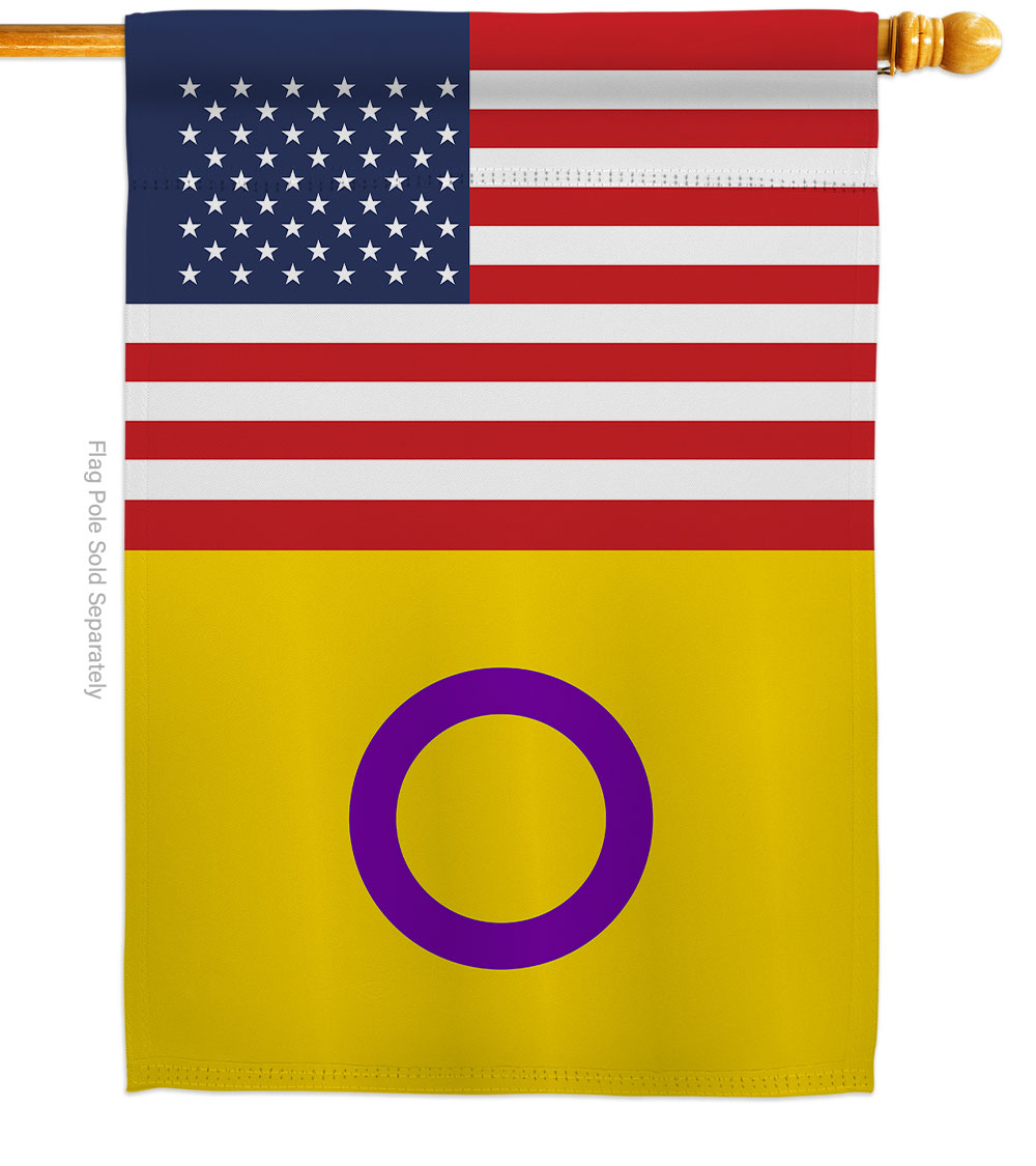 US Intersex Support Pride 28 x 40 in. Double-Sided Decorative Vertical House Flags for Decoration Banner Garden Yard Gift