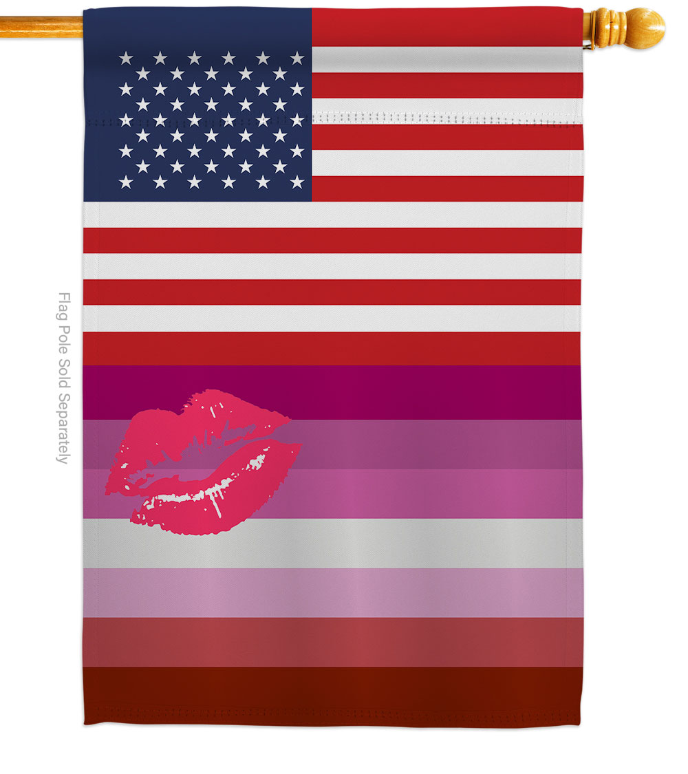 US Lipstick lesbian Support Pride 28 x 40 in. Double-Sided Decorative Vertical House Flags for Decoration Banner Garden Yard Gift