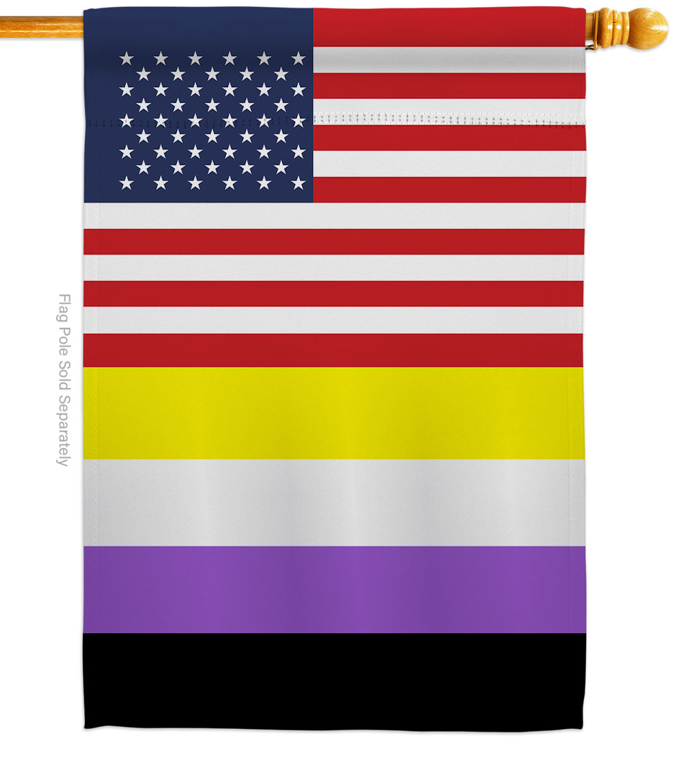 US Nonbinary Support Pride 28 x 40 in. Double-Sided Decorative Vertical House Flags for Decoration Banner Garden Yard Gift