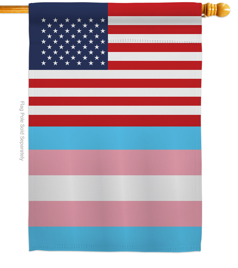 H148049-BO US Transgender Support Pride 28 x 40 in. Double-Sided Decorative Vertical House Flags for Decoration Banner Garden Yard Gift