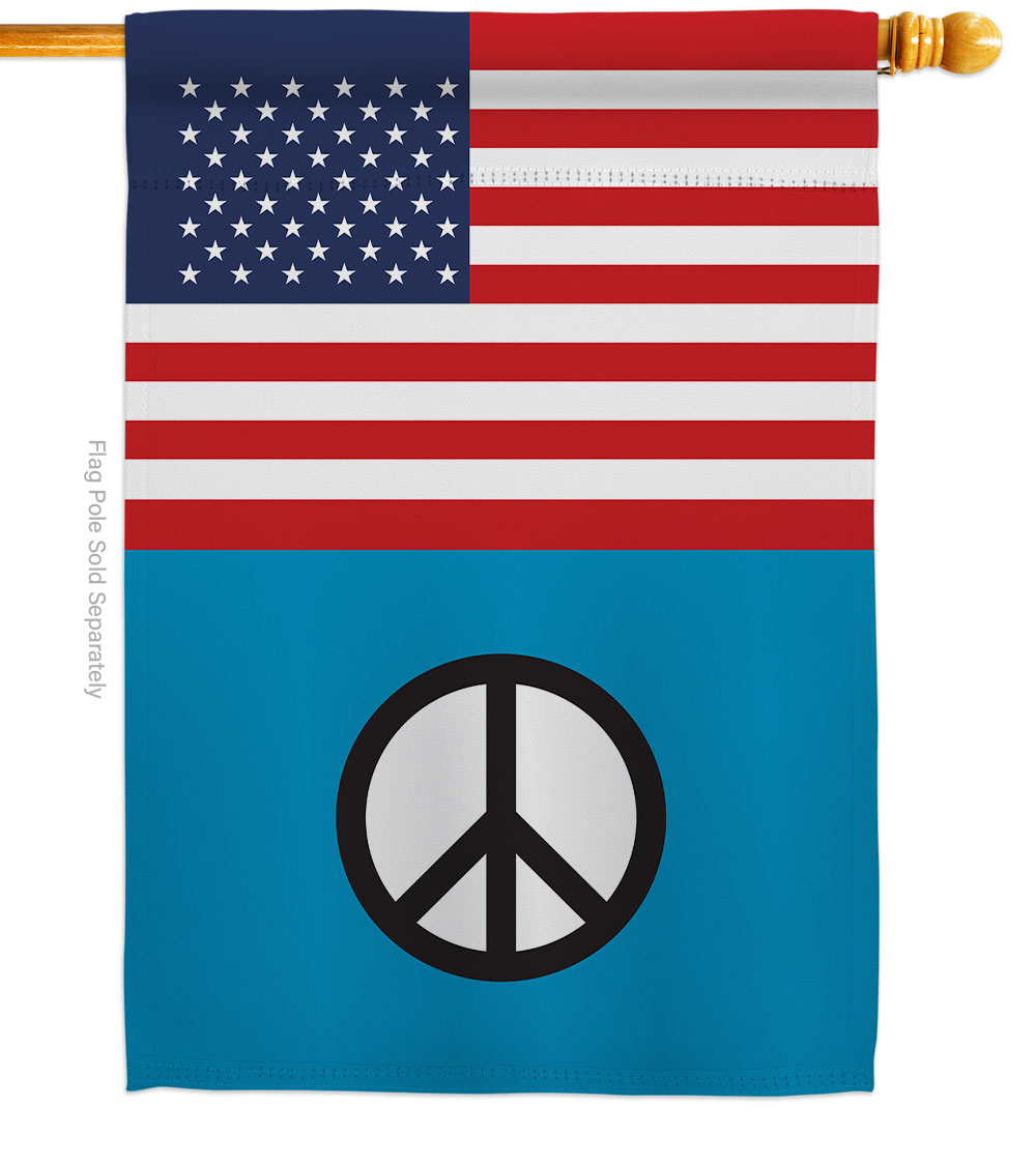 US Peace Support Pride 28 x 40 in. Double-Sided Decorative Vertical House Flags for Decoration Banner Garden Yard Gift