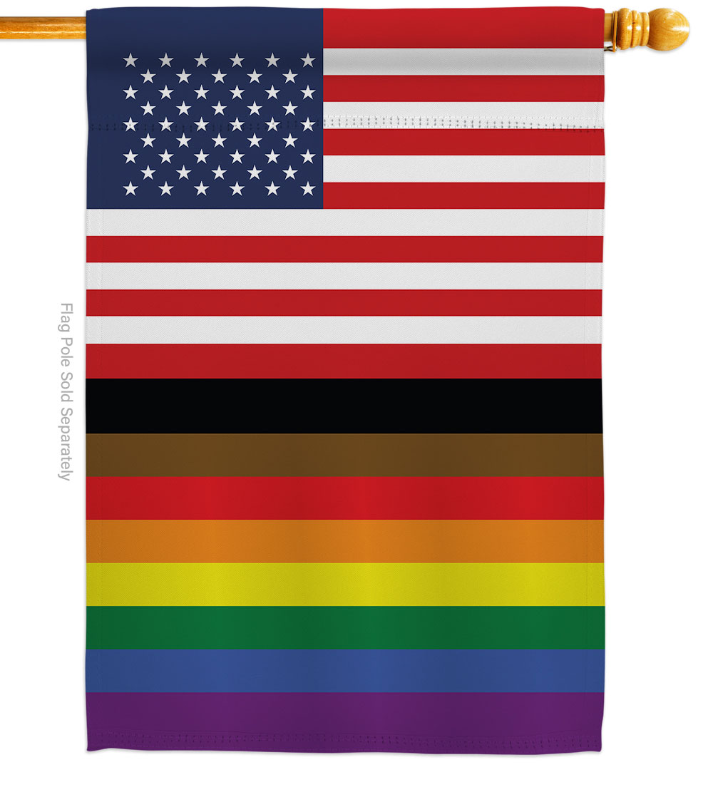 US Philadelphia Rainbow Support Pride 28 x 40 in. Double-Sided Decorative Vertical House Flags for Decoration Banner Garden Yard Gift