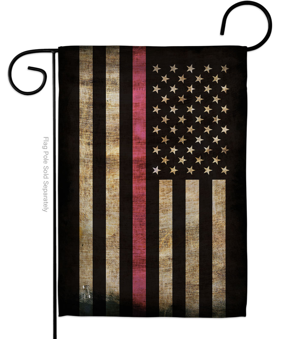 G135420-BO Thin Pink Line Support Awareness 13 x 18.5 in. Double-Sided Decorative Horizontal Garden Flags for House Decoration Banner Yard Gift