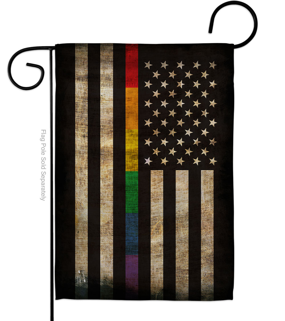 G135436-BO Rainbow Thin Line Support Pride 13 x 18.5 in. Double-Sided Decorative Horizontal Garden Flags for House Decoration Banner Yard Gift