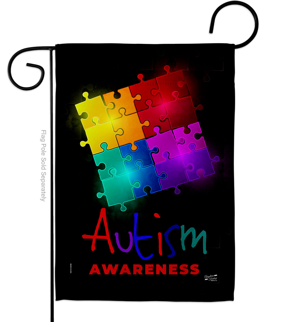 G135486-BO Autism Puzzle Support Awareness 13 x 18.5 in. Double-Sided Decorative Vertical Garden Flags for House Decoration Banner Yard Gift
