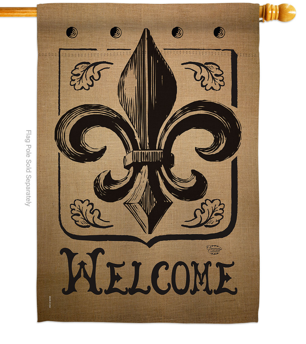 Welcome Fleur De Lys Country Living 28 x 40 in. Double-Sided Decorative Vertical House Flags for Decoration Banner Garden Yard Gift