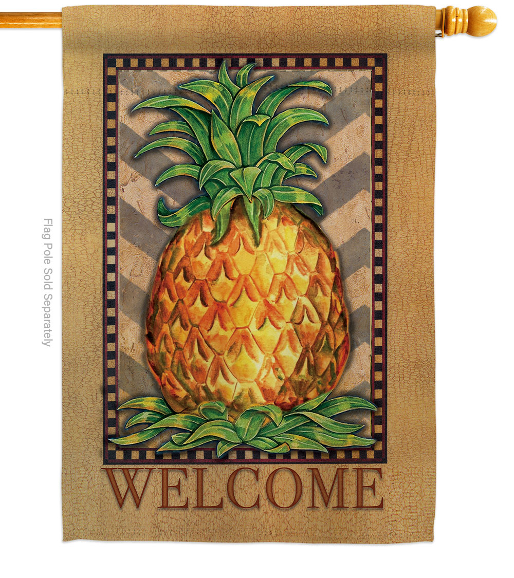 Welcome Elegant Pineapple Food Fruit 28 x 40 in. Double-Sided Decorative Vertical House Flags for Decoration Banner Garden Yard Gift