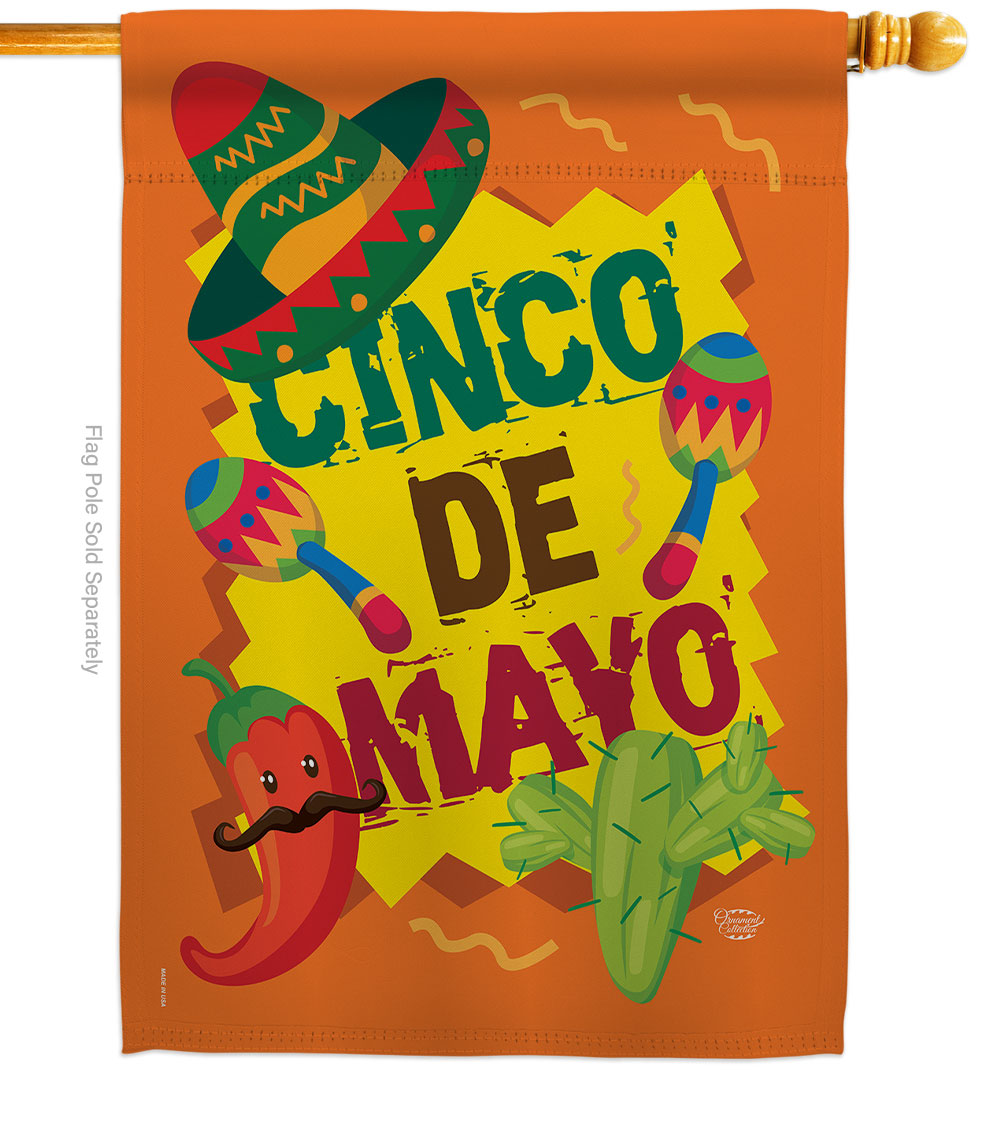 Cinco de Mayo Summertime 28 x 40 in. Double-Sided Decorative Vertical House Flags for Decoration Banner Garden Yard Gift