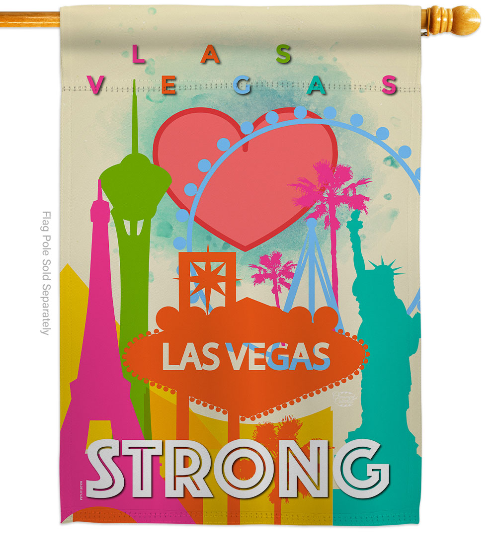 Las Vegas Strong Support Cause 28 x 40 in. Double-Sided Decorative Vertical House Flags for Decoration Banner Garden Yard Gift
