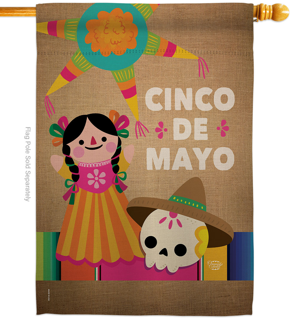 H192059-BO Cinco de Mayo Day Summertime 28 x 40 in. Double-Sided Decorative Vertical House Flags for Decoration Banner Garden Yard Gift