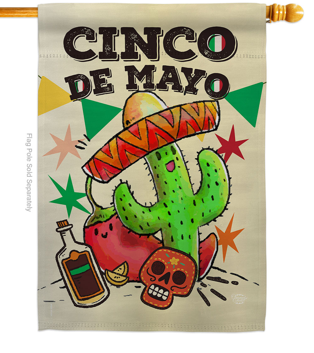El Cinco de Mayo Summertime 28 x 40 in. Double-Sided Decorative Vertical House Flags for Decoration Banner Garden Yard Gift