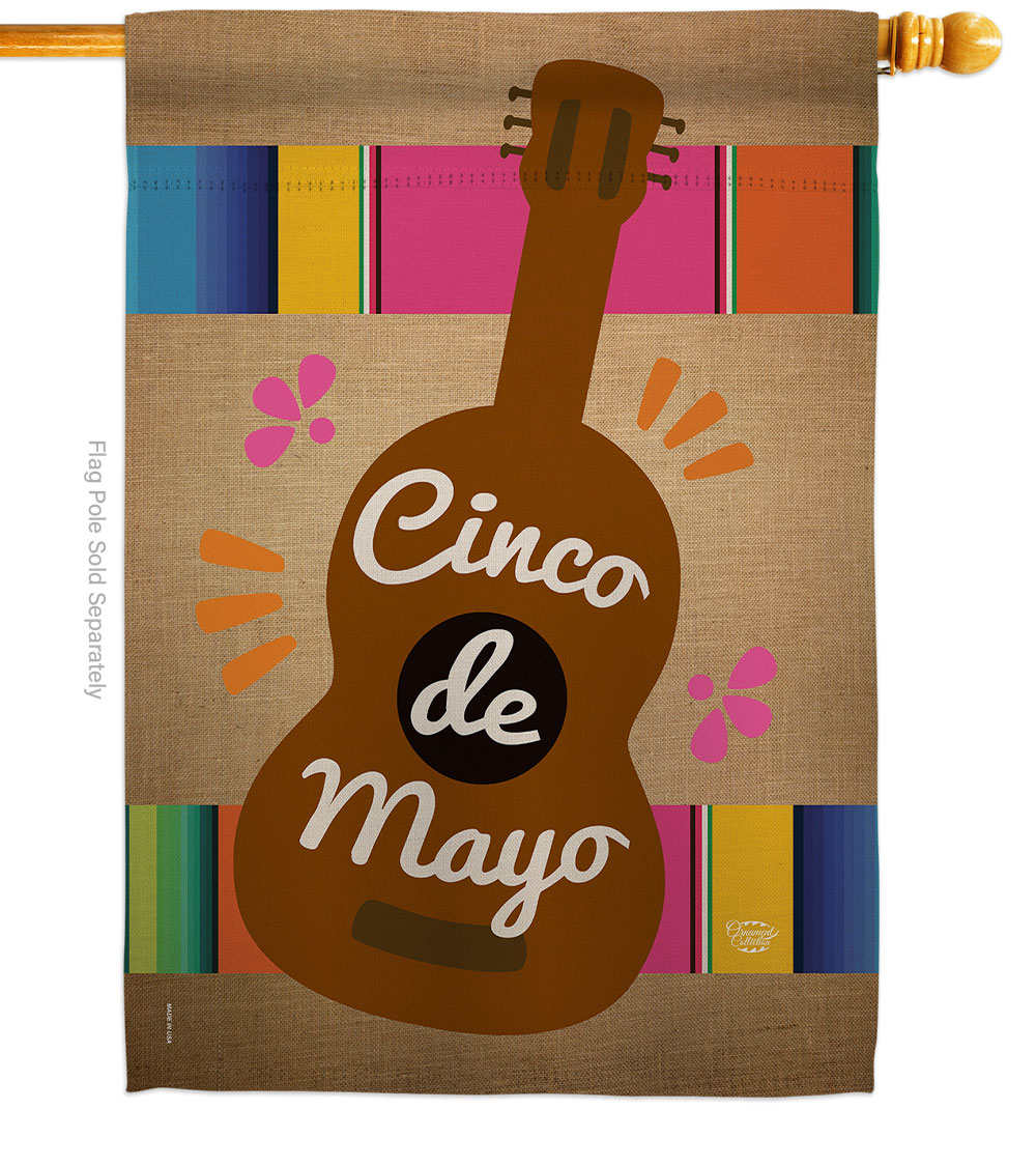 Celebrate Guitarron Cinco De Mayo Summertime 28 x 40 in. Double-Sided Decorative Vertical House Flags for Decoration Banner Garden Yard Gift