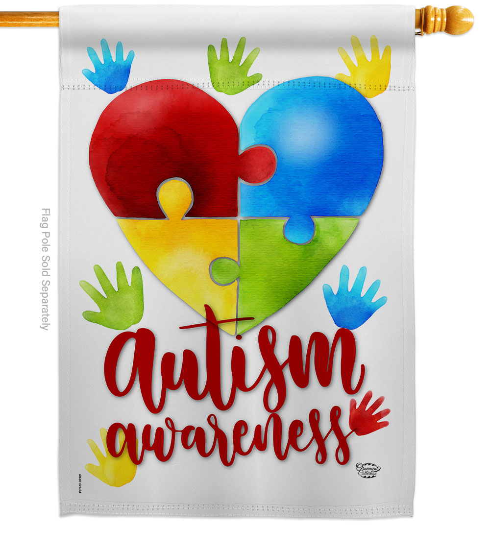 Autism Awareness Support 28 x 40 in. Double-Sided Decorative Vertical House Flags for Decoration Banner Garden Yard Gift