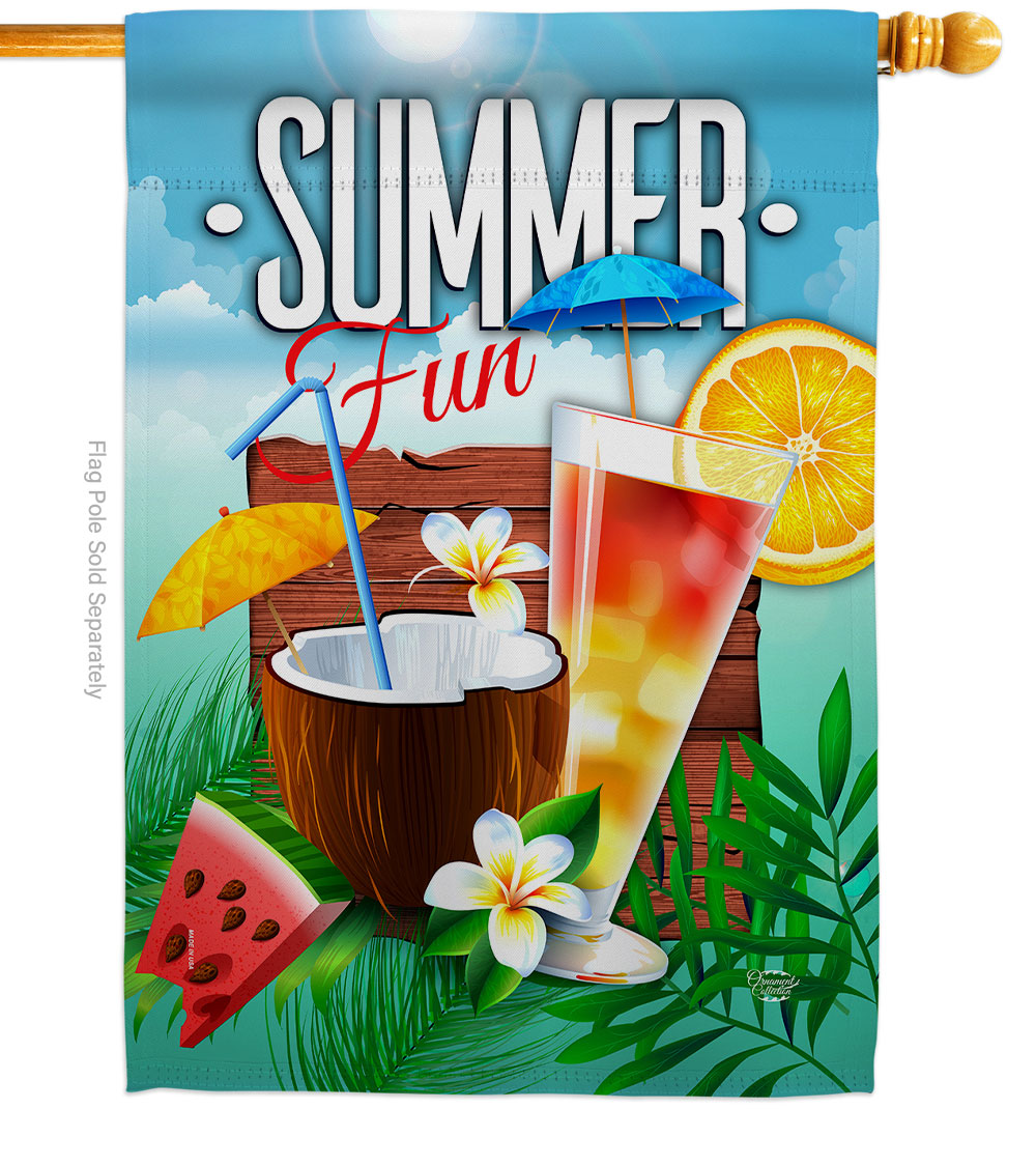 Cool Summer Drinks Beverages Cocktail 28 x 40 in. Double-Sided Decorative Vertical House Flags for Decoration Banner Garden Yard Gift