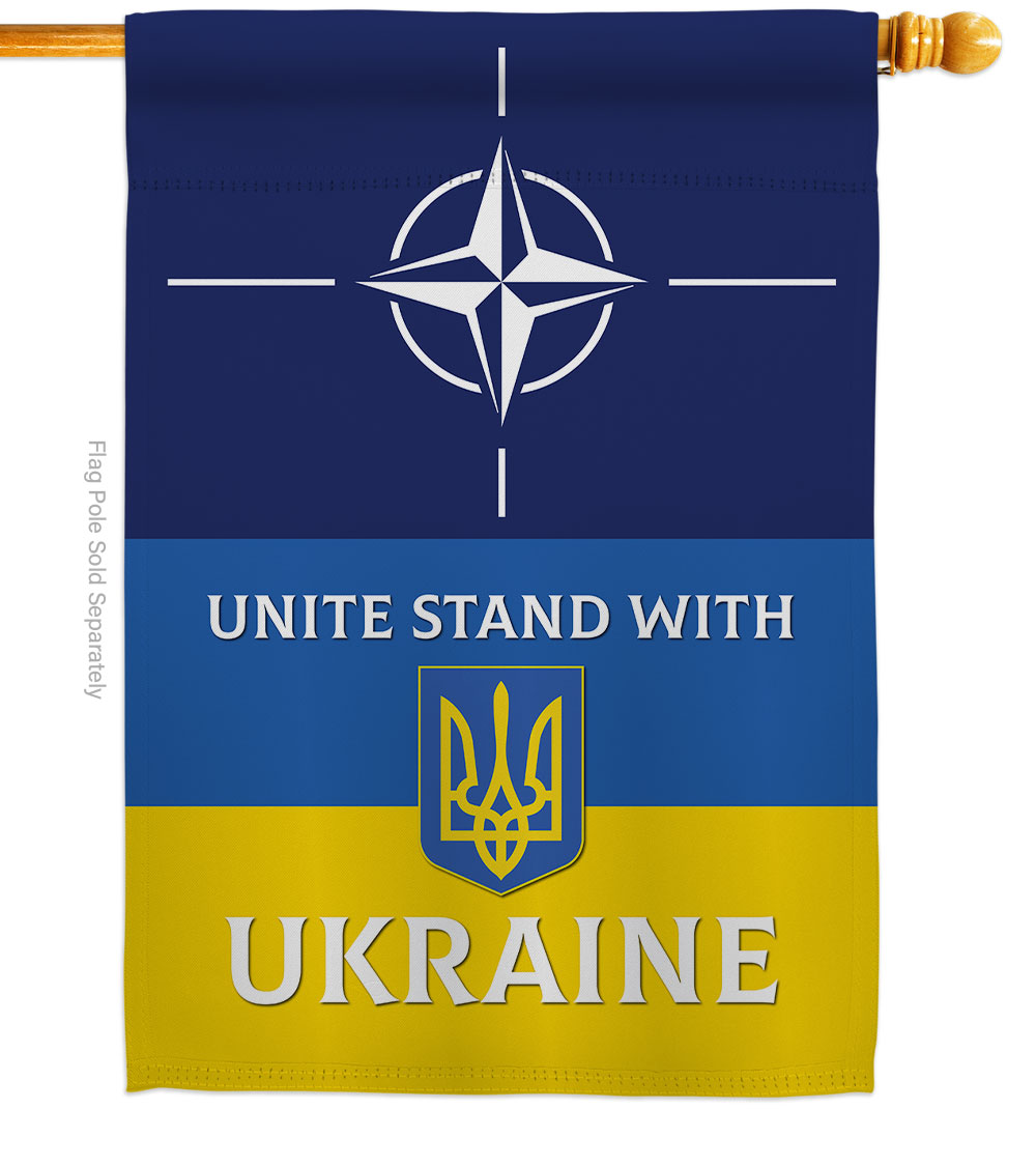 Nato Stand with Ukraine Support Cause 28 x 40 in. Double-Sided Decorative Vertical House Flags for Decoration Banner Garden Yard Gift
