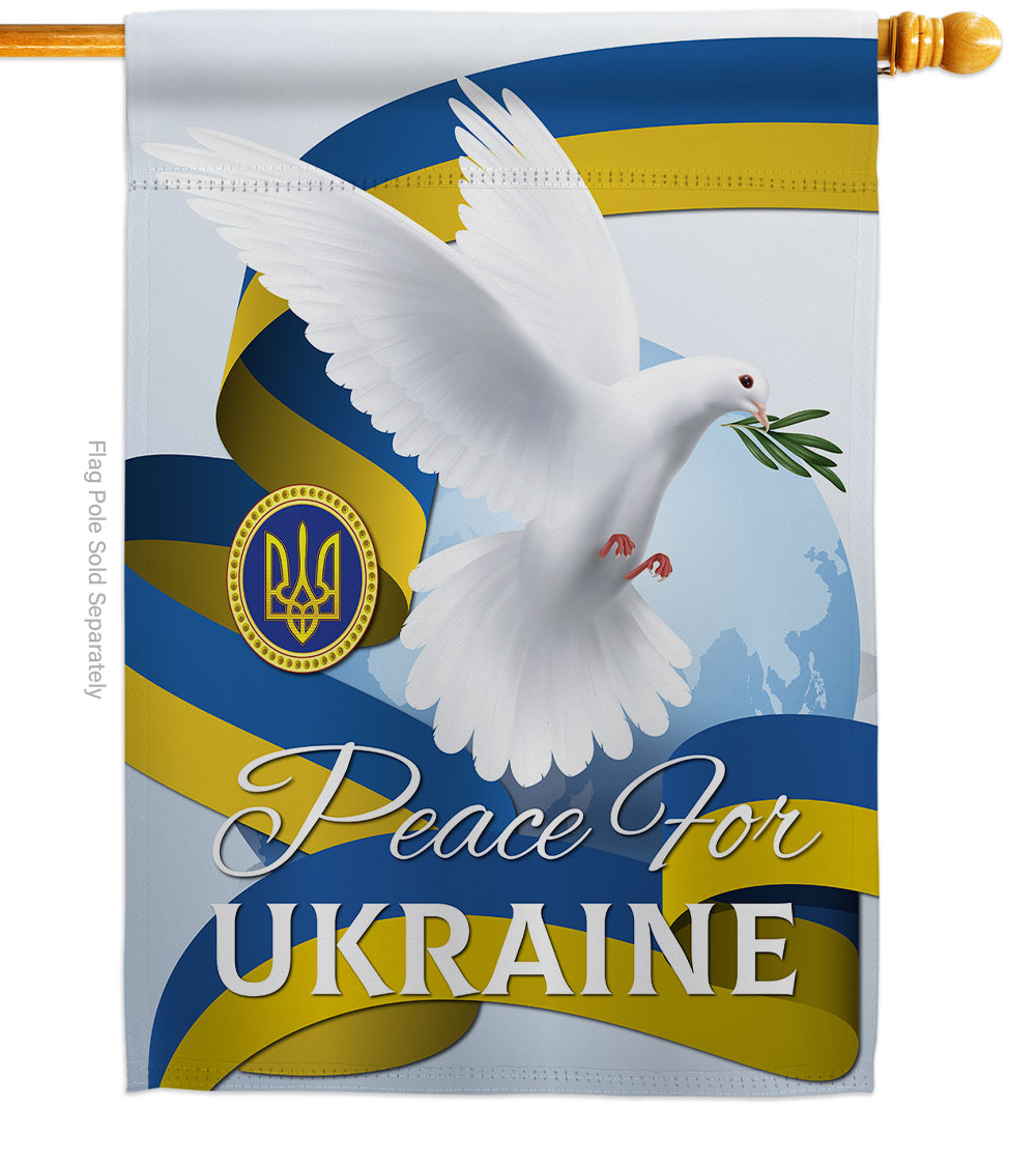Peace for Ukraine Support Cause 28 x 40 in. Double-Sided Decorative Vertical House Flags Decoration Banner Garden Yard Gift