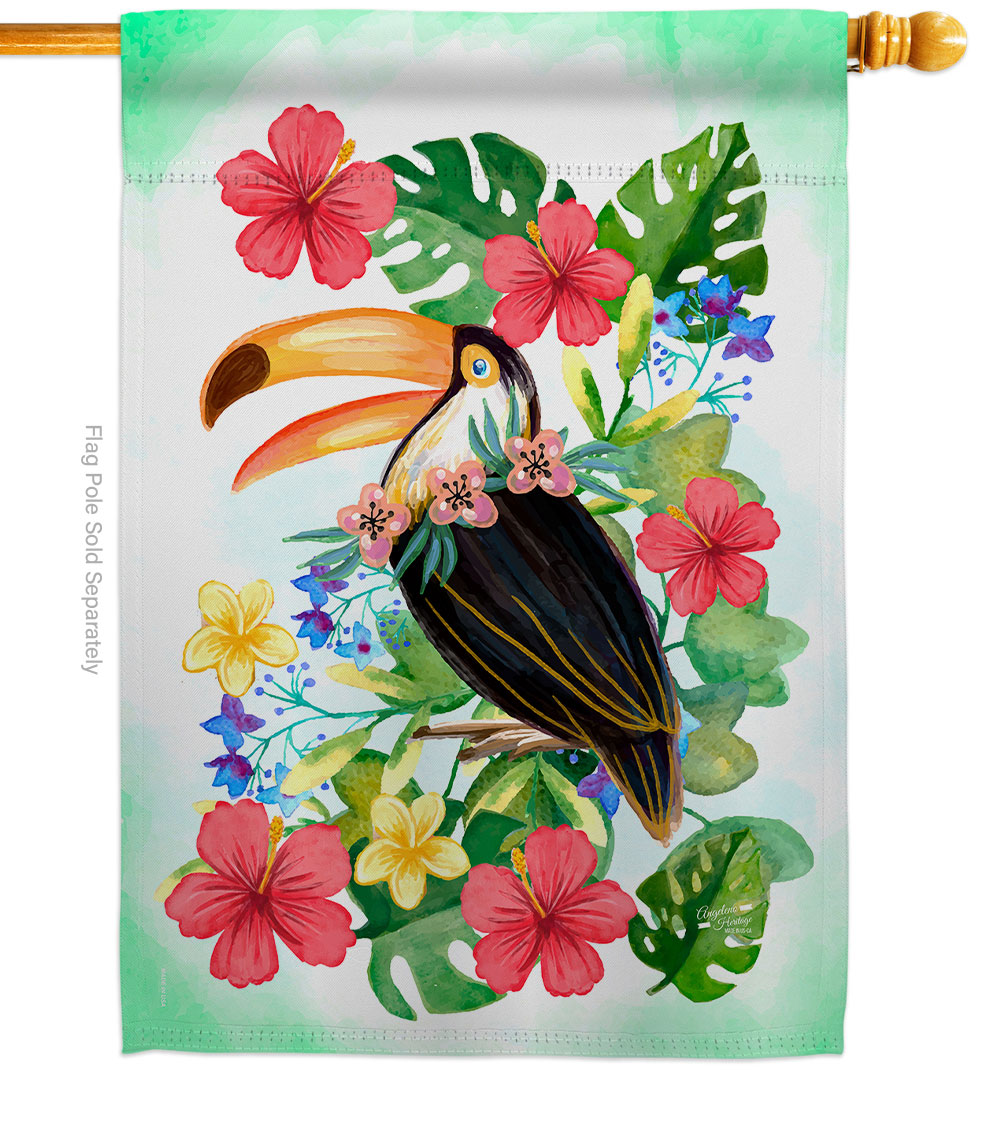 Tropical Toucan Summertime 28 x 40 in. Double-Sided Decorative Vertical House Flags for Decoration Banner Garden Yard Gift