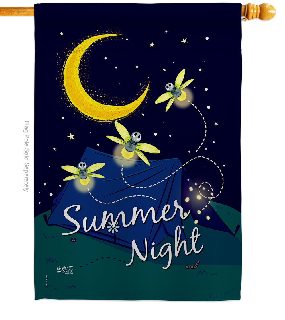 Summer Fireflies Outdoor Camping 28 x 40 in. Double-Sided Decorative Vertical House Flags for Decoration Banner Garden Yard Gift