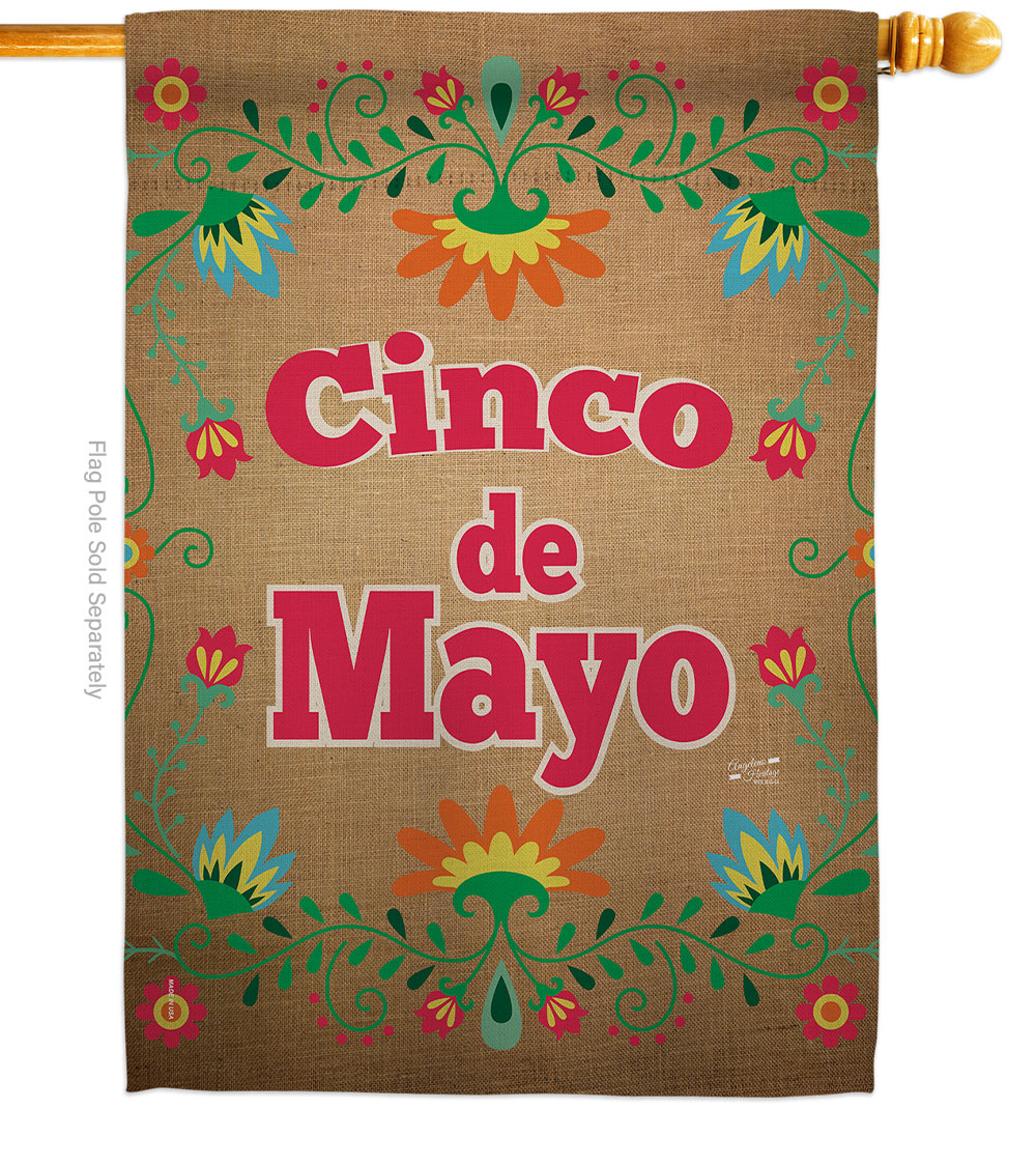 Suzani Cinoco de Mayo Summertime Cinco 28 x 40 in. Double-Sided Decorative Vertical House Flags for Decoration Banner Garden Yard Gift