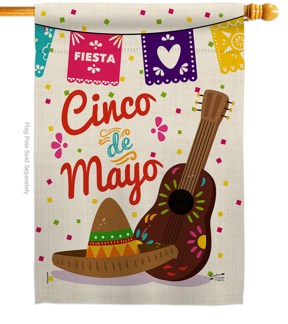 Fiesta Cinco de Mayo Summertime 28 x 40 in. Double-Sided Decorative Vertical House Flags for Decoration Banner Garden Yard Gift