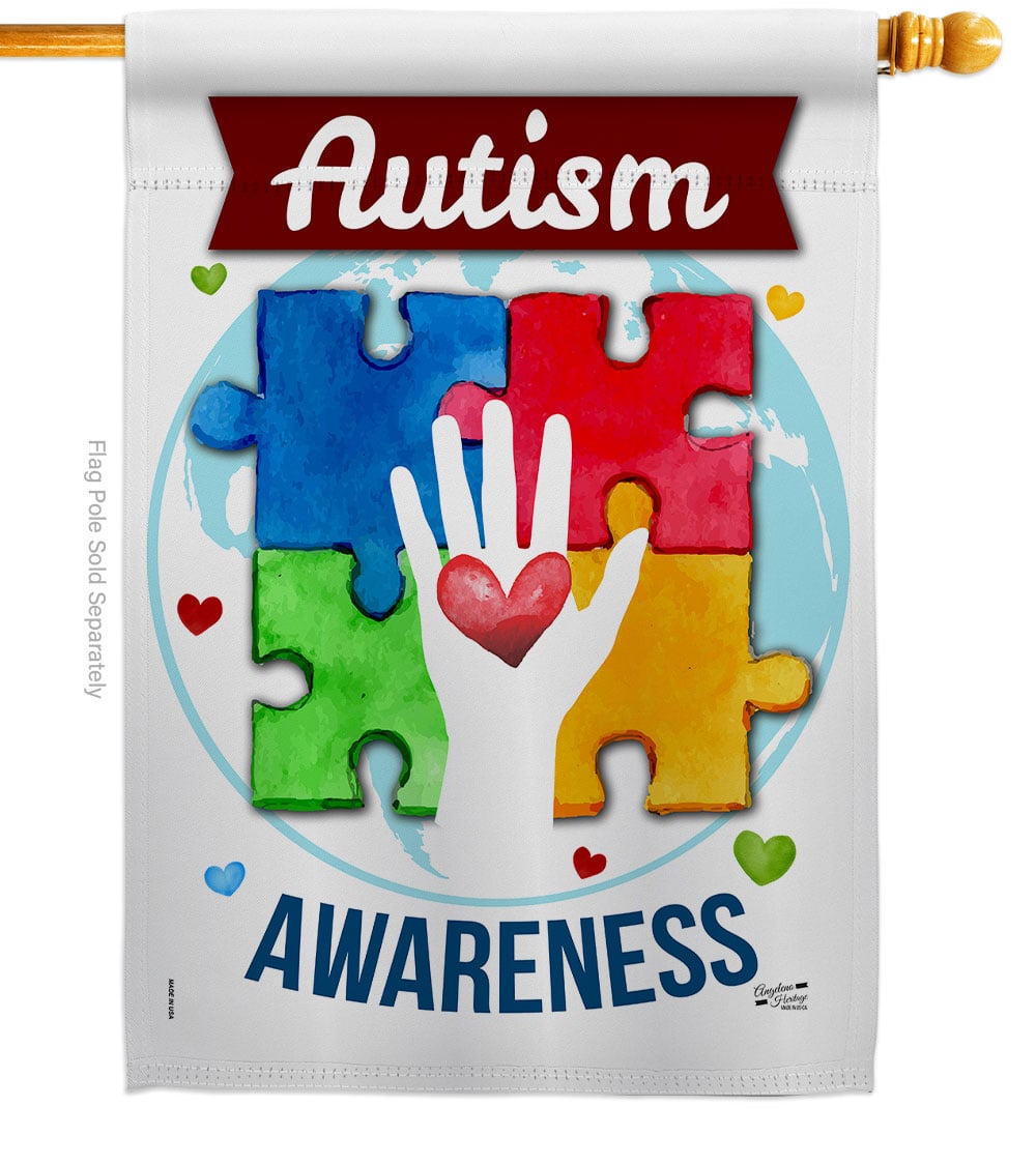 Hope for Autism Awareness Support 28 x 40 in. Double-Sided Decorative Vertical House Flags Decoration Banner Garden Yard Gift