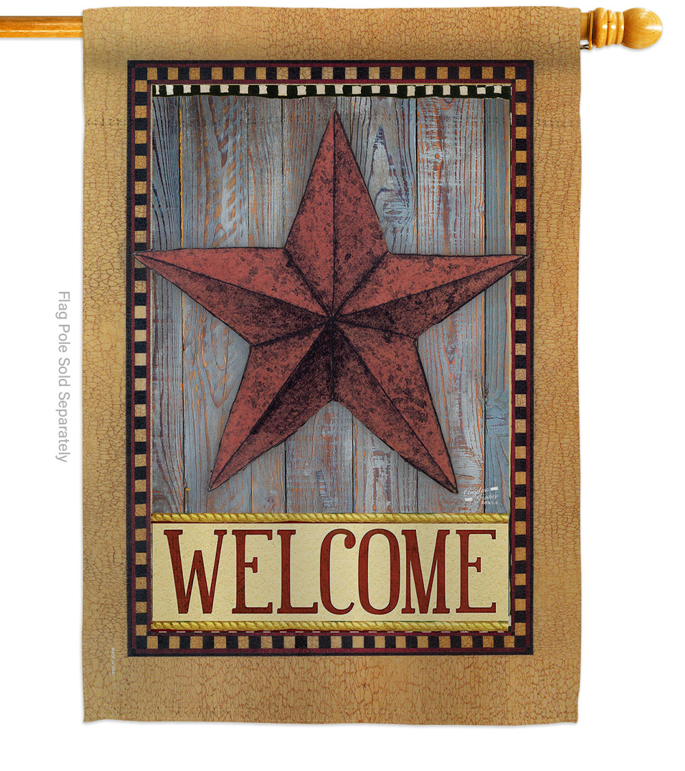 Welcome Country Barn Star Living Primitive 28 x 40 in. Double-Sided Decorative Vertical House Flags for Decoration Banner Garden Yard Gift