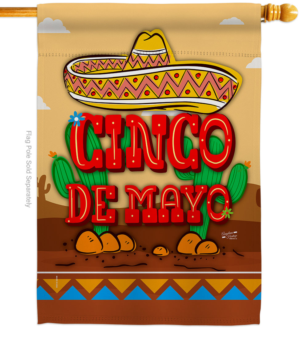 Southwest Cinco de Mayo Summertime 28 x 40 in. Double-Sided Decorative Vertical House Flags for Decoration Banner Garden Yard Gift