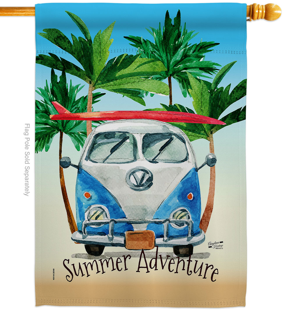 Summer Adventure Summertime Fun & Sun 28 x 40 in. Double-Sided Decorative Vertical House Flags for Decoration Banner Garden Yard Gift