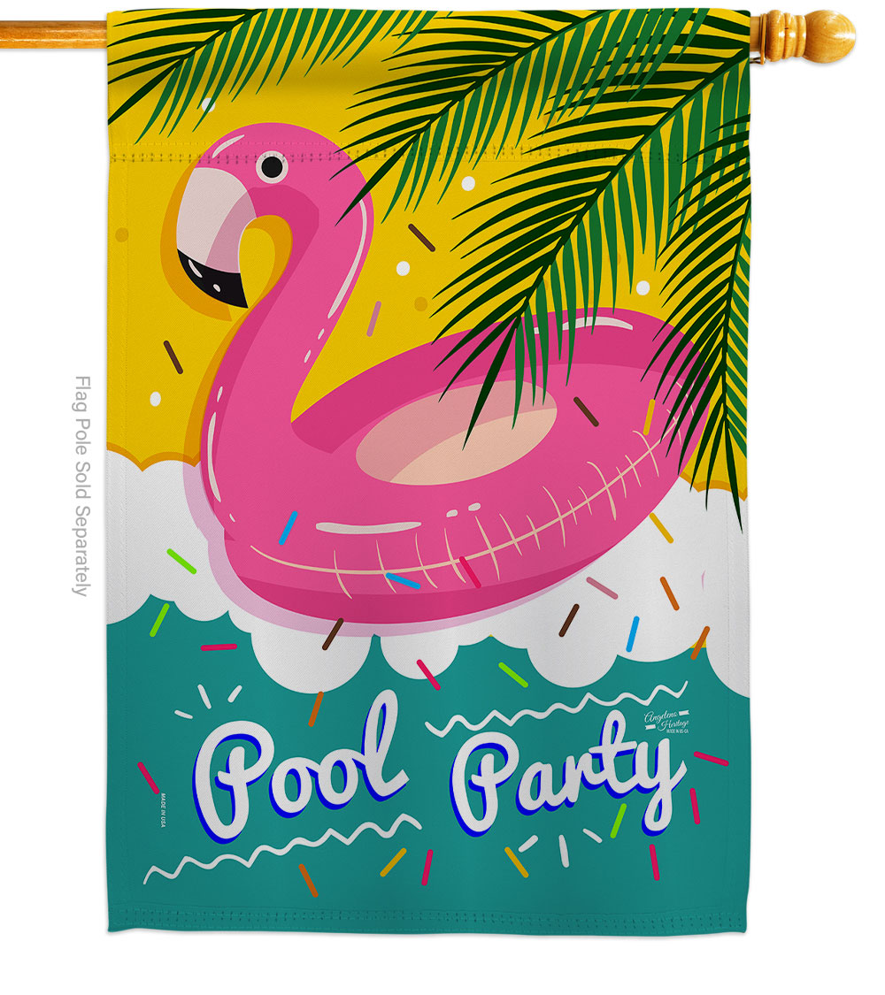 Summer Pool Party Summertime Fun & Sun 28 x 40 in. Double-Sided Decorative Vertical House Flags for Decoration Banner Garden Yard Gift