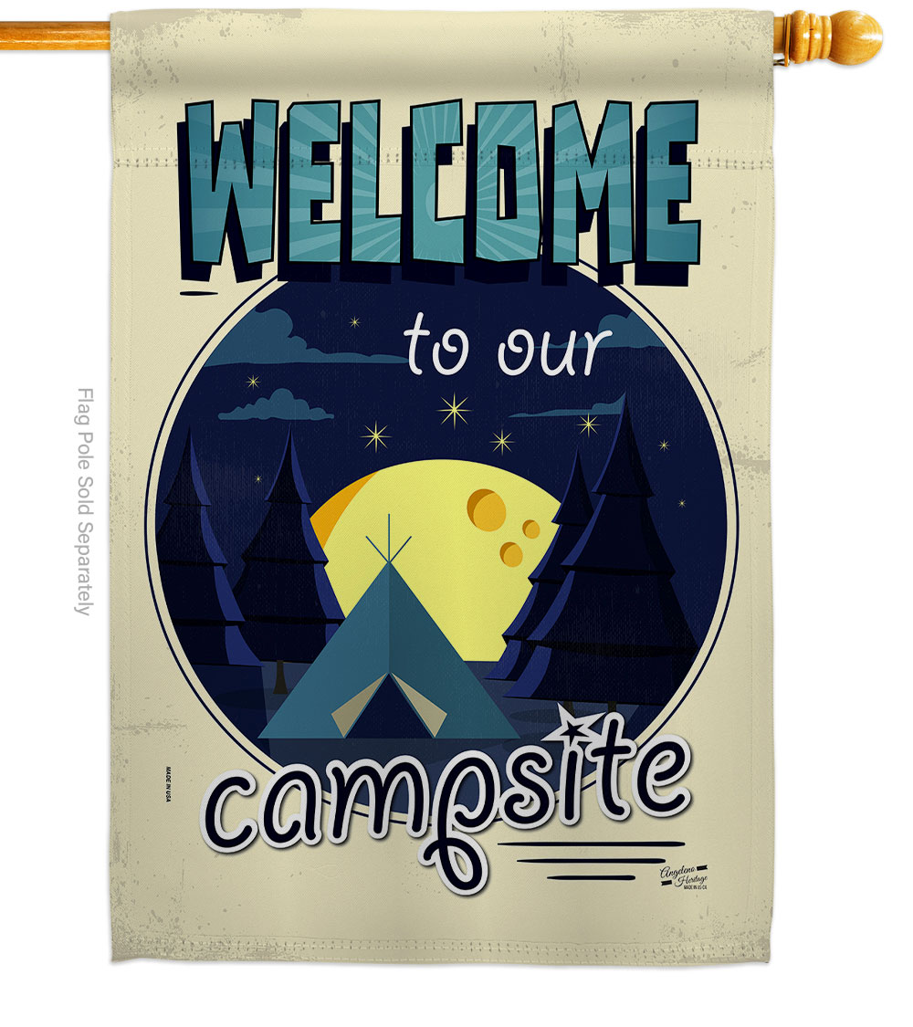 Welcome Campsite Outdoor Camping 28 x 40 in. Double-Sided Decorative Vertical House Flags for Decoration Banner Garden Yard Gift