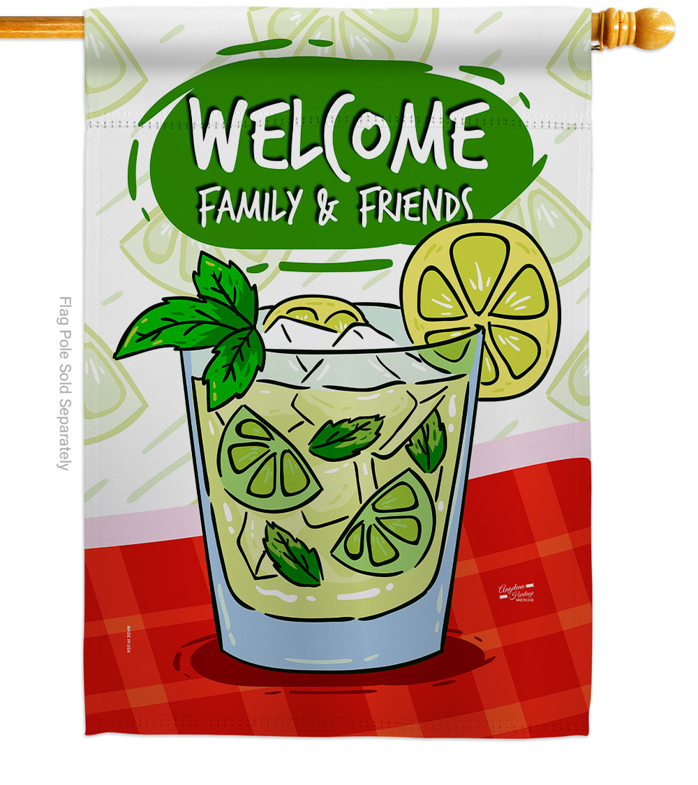 Cool Mojito with Friends Beverages Cocktail 28 x 40 in. Double-Sided Decorative Vertical House Flags for Decoration Banner Garden Yard Gift