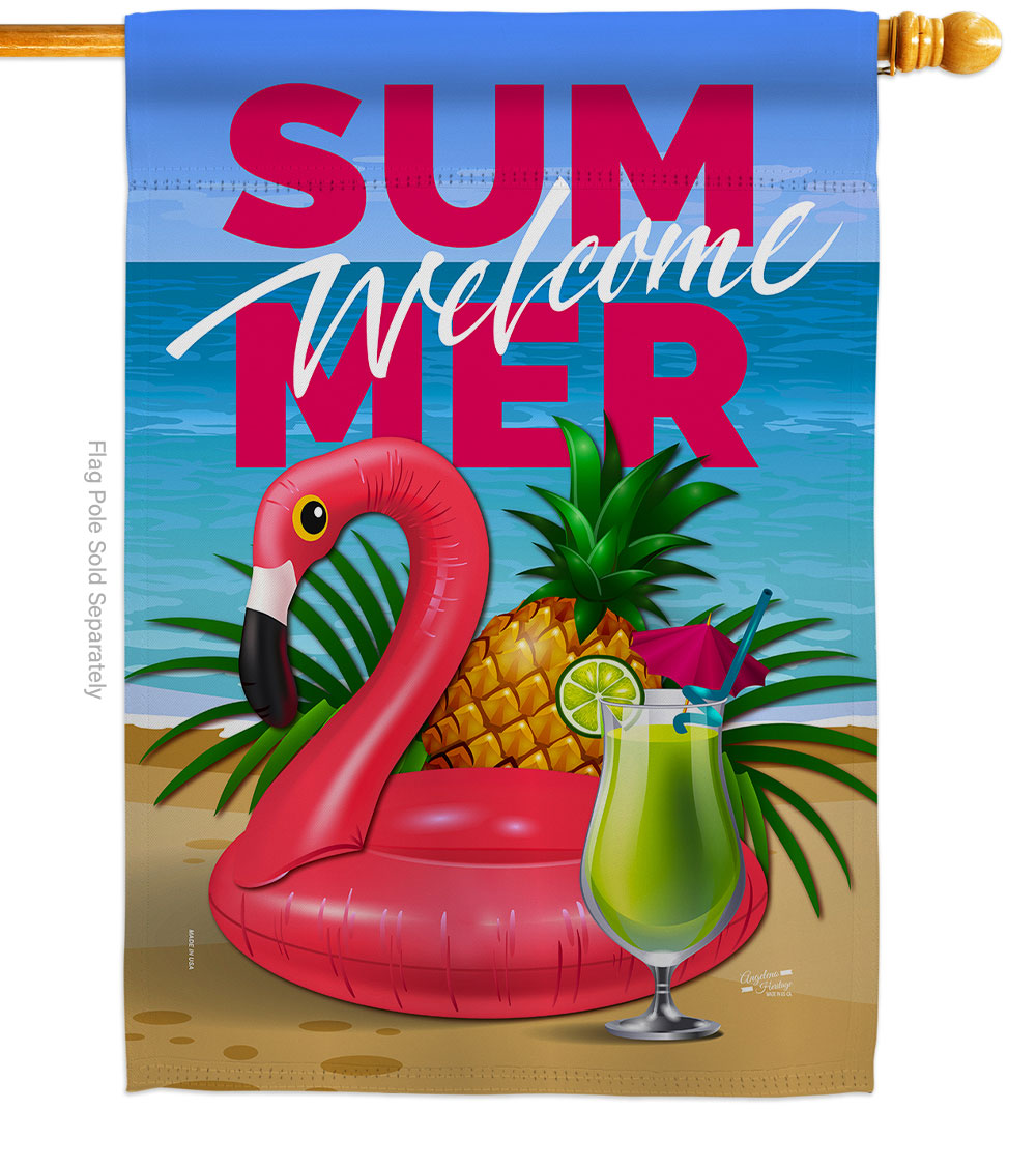 Summer Welcome Fun Summertime & Sun 28 x 40 in. Double-Sided Decorative Vertical House Flags for Decoration Banner Garden Yard Gift