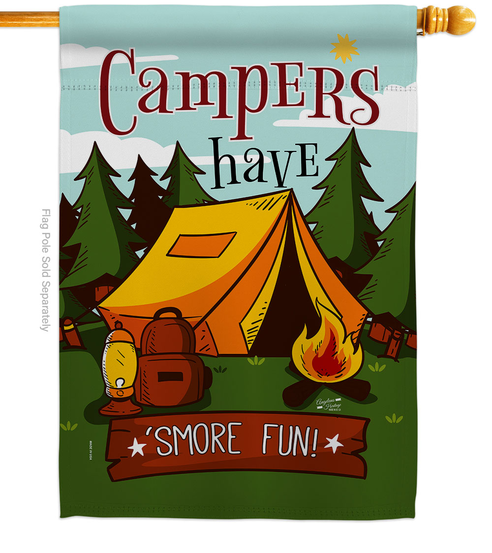Smore Fun Outdoor Camping 28 x 40 in. Double-Sided Decorative Vertical House Flags for Decoration Banner Garden Yard Gift