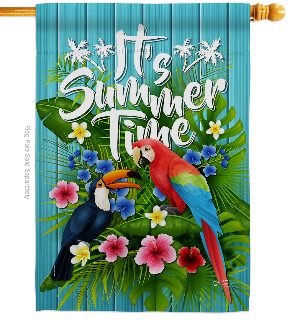 Tropical Summer Summertime 28 x 40 in. Double-Sided Decorative Vertical House Flags for Decoration Banner Garden Yard Gift