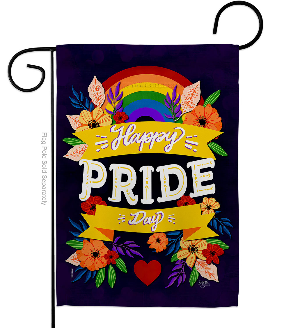 G165218-BO Happy Pride Day Support 13 x 18.5 in. Double-Sided Decorative Vertical Garden Flags for House Decoration Banner Yard Gift