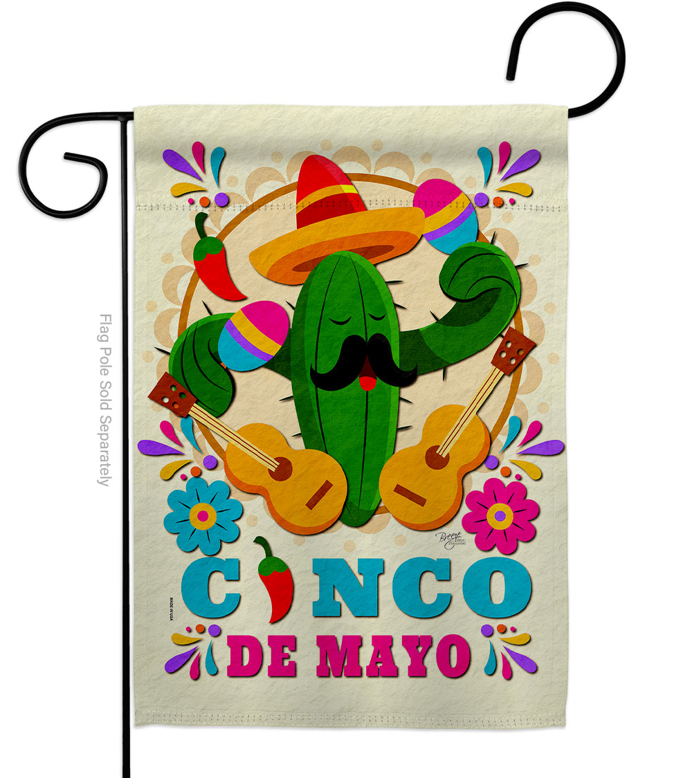 G165236-BO Mr Cactus Mayo Summertime Cinco de 13 x 18.5 in. Double-Sided Decorative Vertical Garden Flags for House Decoration Banner Yard Gift
