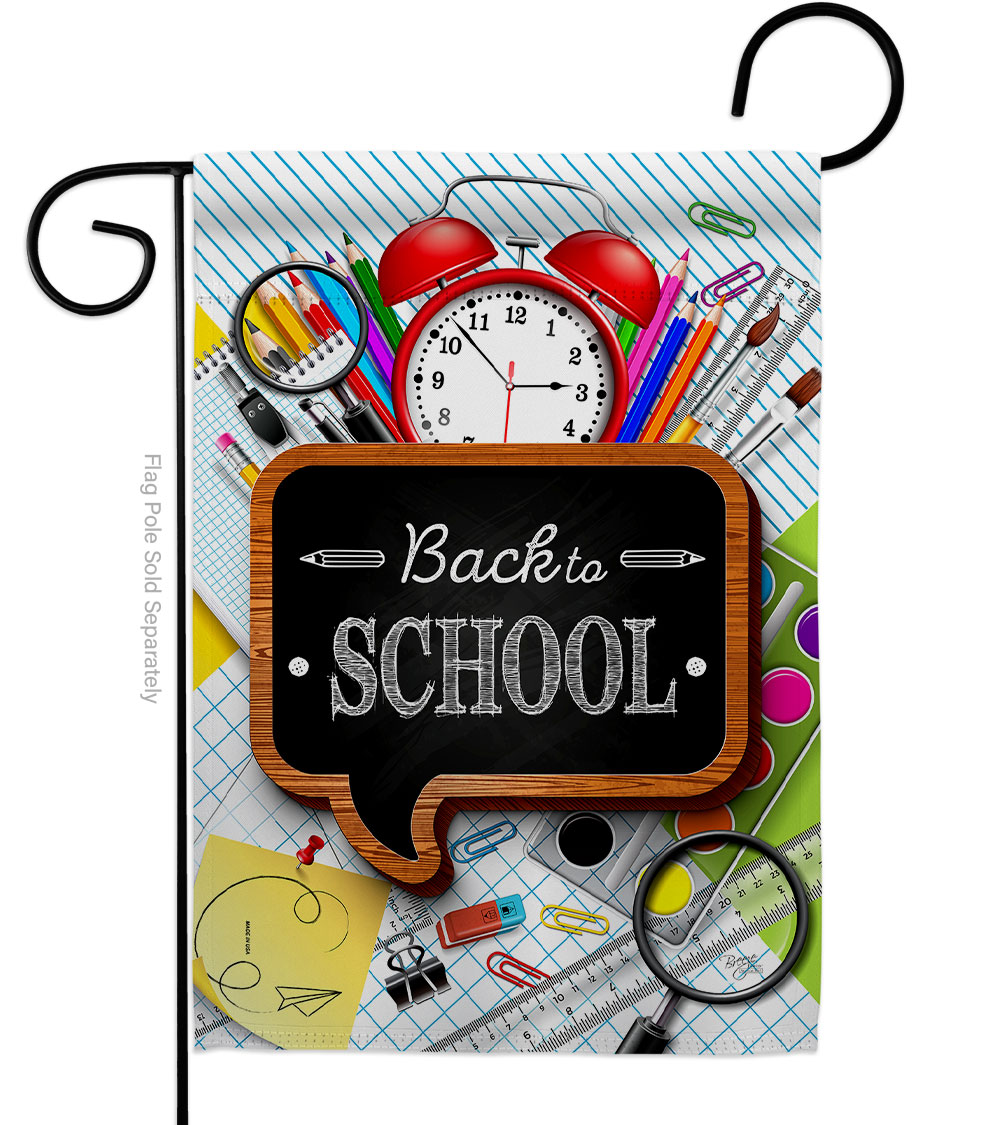 G165237-BO School Time Education Back to 13 x 18.5 in. Double-Sided Decorative Vertical Garden Flags for House Decoration Banner Yard Gift