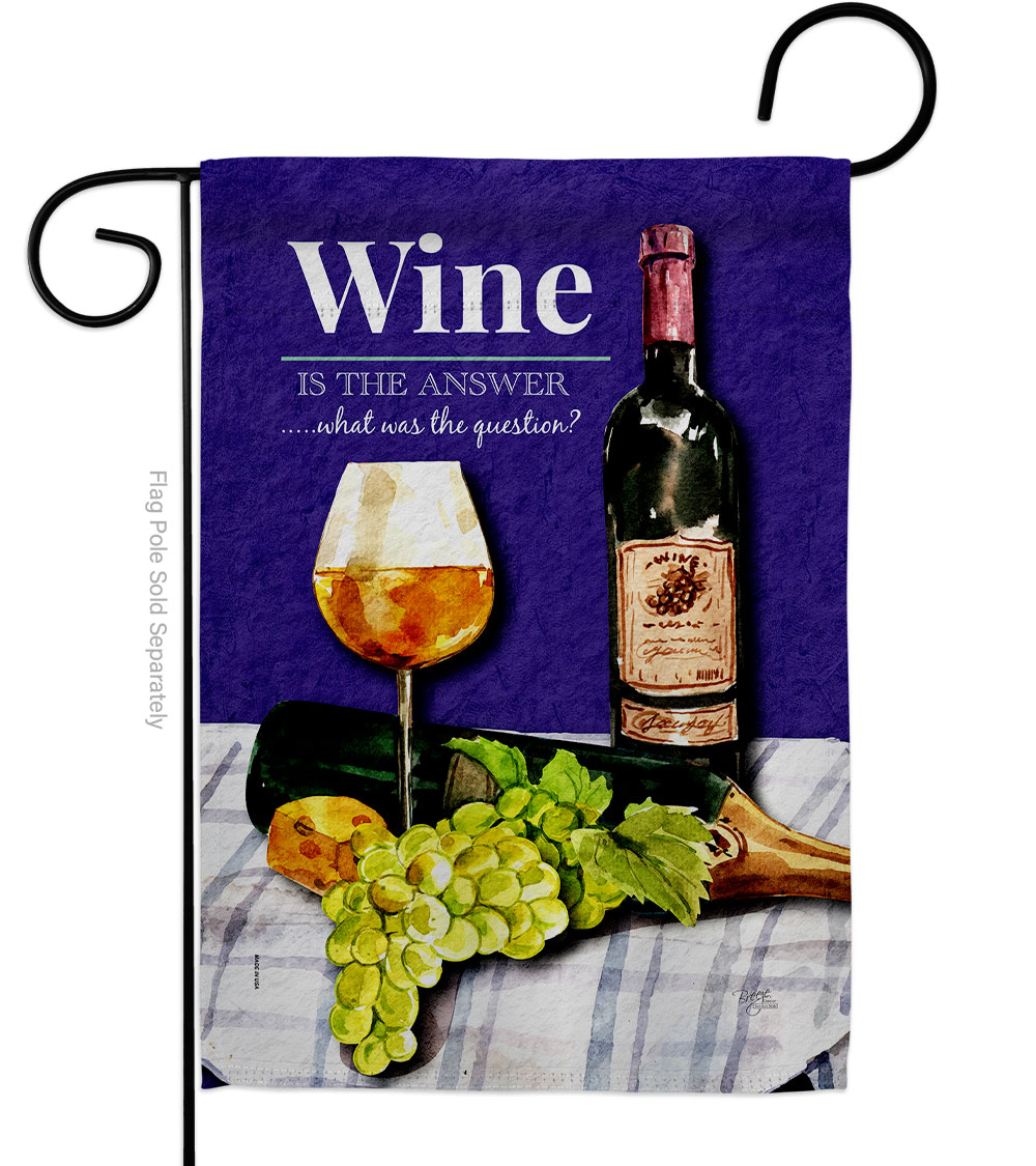 G167062-BO Wine the Answer Beverages 13 x 18.5 in. Double-Sided Decorative Vertical Garden Flags for House Decoration Banner Yard Gift